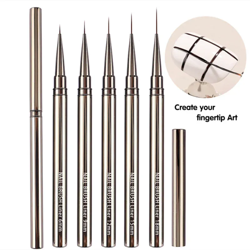 KissICON black KissIcon Nail Art Liner Brushes 6 To 25mm