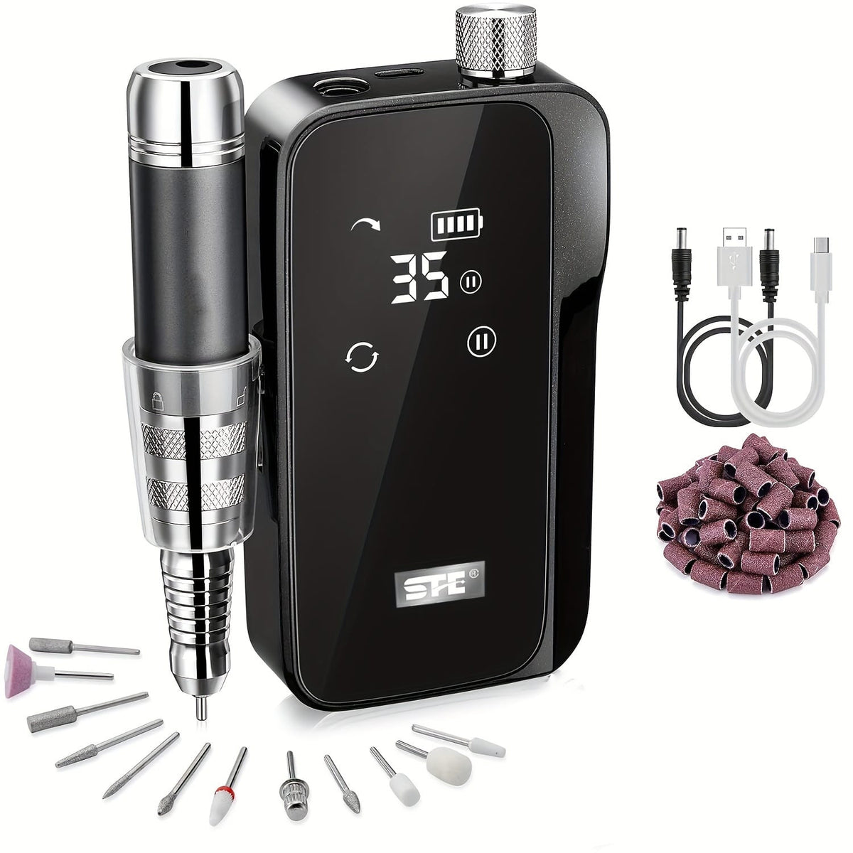 KissICON Black KissIcon Nail Drill Machine For Acrylic Nails -