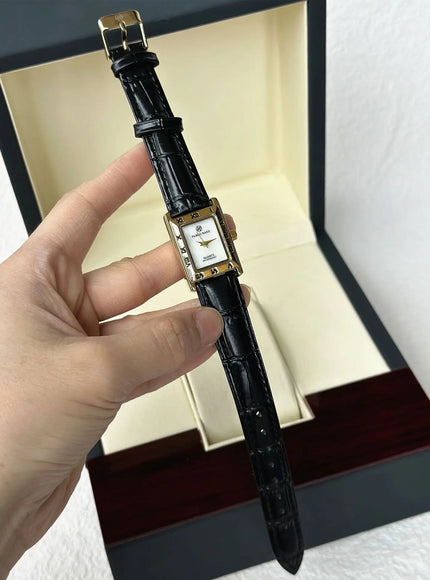 KissICON black KissIcon UTHAI Women Watch Square Leather Strap -