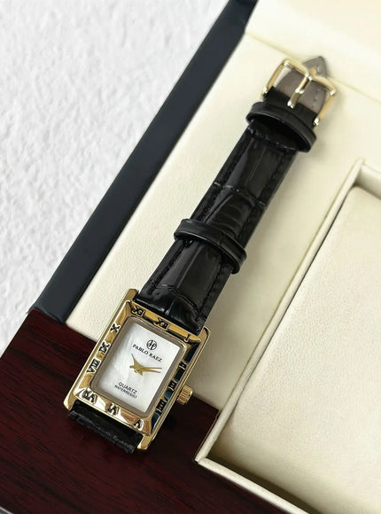 KissICON black KissIcon UTHAI Women Watch Square Leather Strap -