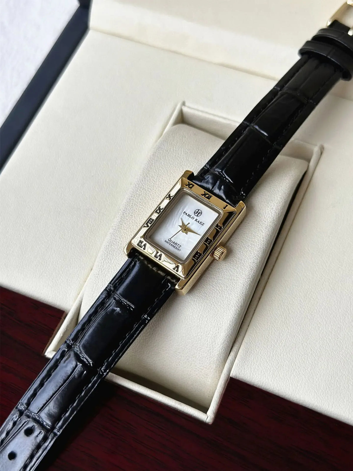 KissICON black KissIcon UTHAI Women Watch Square Leather Strap -