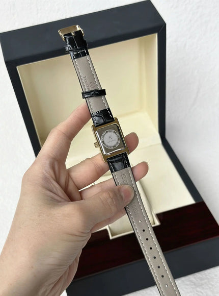 KissICON black KissIcon UTHAI Women Watch Square Leather Strap -