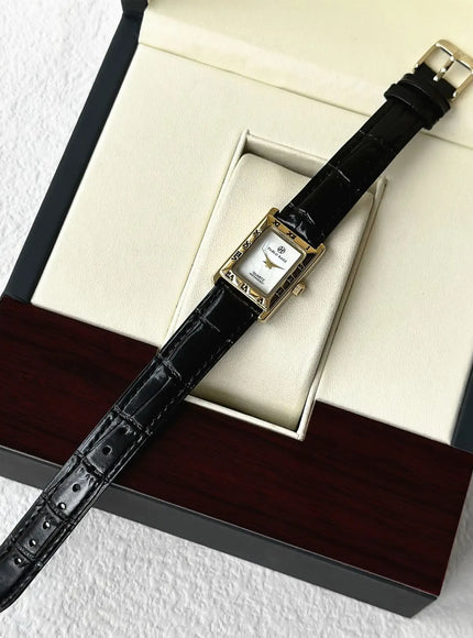 KissICON black KissIcon UTHAI Women Watch Square Leather Strap -