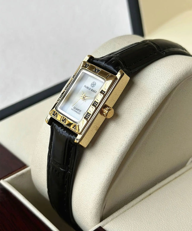 KissICON black KissIcon UTHAI Women Watch Square Leather Strap -
