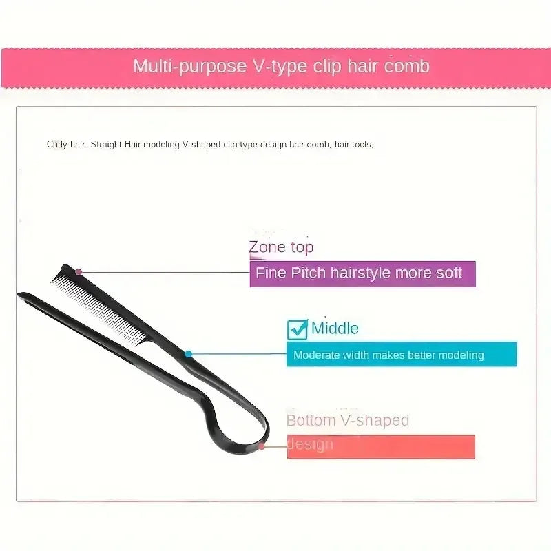 KissICON black KissIcon V-Comb Hair Styling Tool - Smooths Messy