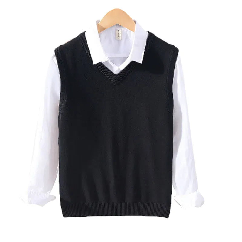 KissICON black / L Mens 100 Cotton VNeck Sleeveless Knit Vest