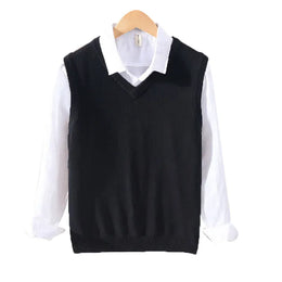 KissICON black / L Mens 100 Cotton VNeck Sleeveless Knit Vest
