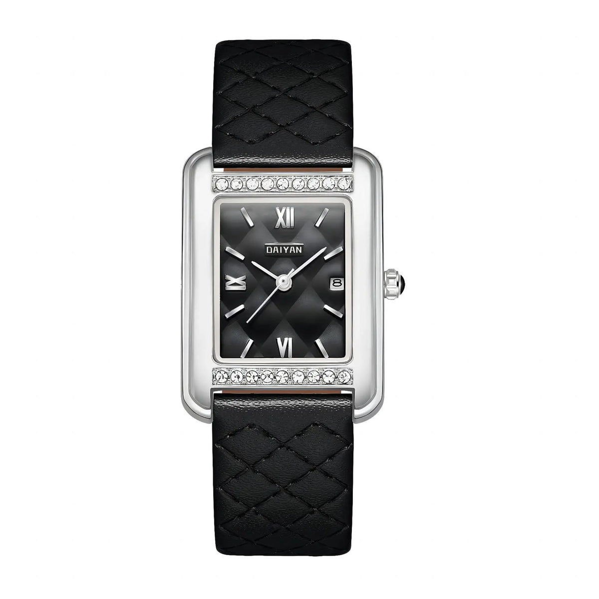 KissICON Black -leather KissIcon Women Watch Diamond Waterproof Calendar - Stylish