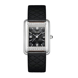 KissICON Black -leather KissIcon Women Watch Diamond Waterproof Calendar - Stylish