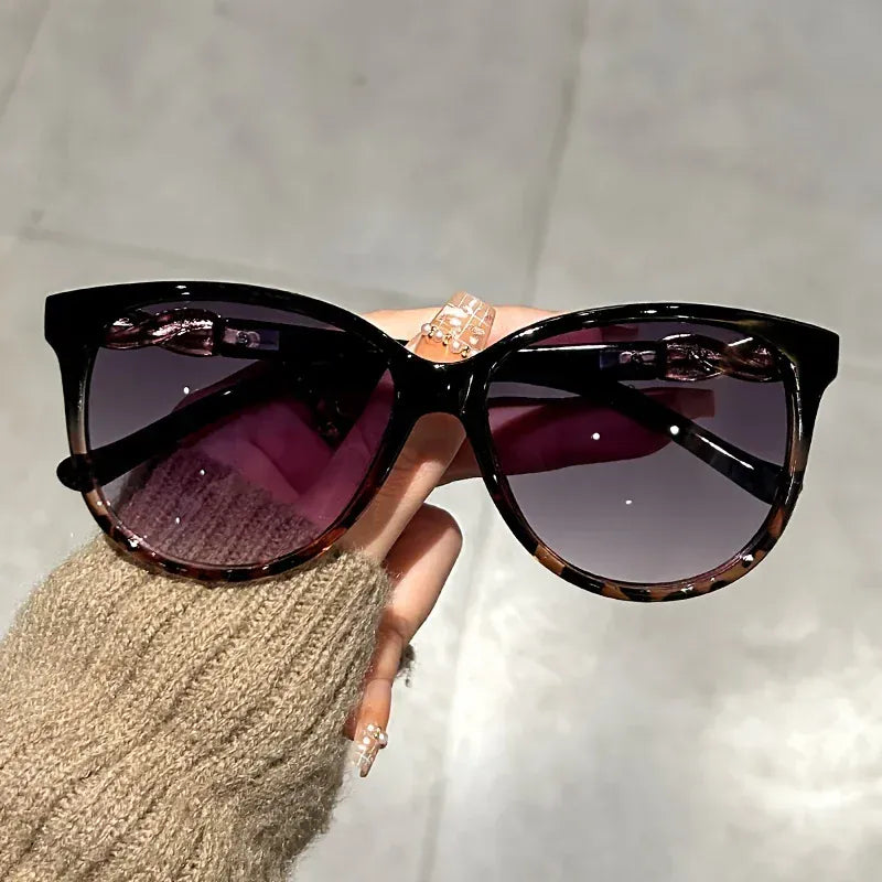 Dropshipman Black Leopard Vintage Cat Eye Sunglasses