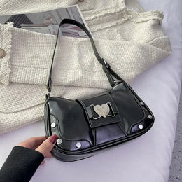 Dropshipman Black-Love Trendy Bow Shoulder Bag Handbag Casual Underarm Bag Daily Commuting Bags PU Leather Lady Banquet Bag Business Women's Bags