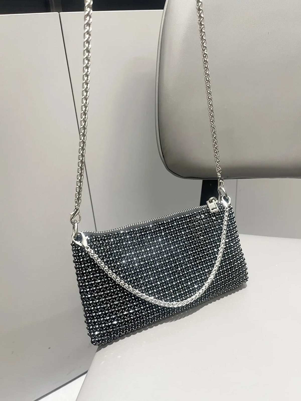 Dropshipman Black Luxury Designer Rhinestones Clutch Purse Bag for women handle bag Shoulder Bag Purse