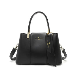 Dropshipman Black Luxury Handbag Fashion Print Large Capacity Soft Leather Women Shoulder Crossbody Bag Leisure Designer Ladies Purses and Handbag