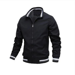 KissICON black / M (160cm 50-60kg) Mens White Waterproof Casual Fashion Windbreaker Bomber Jacket