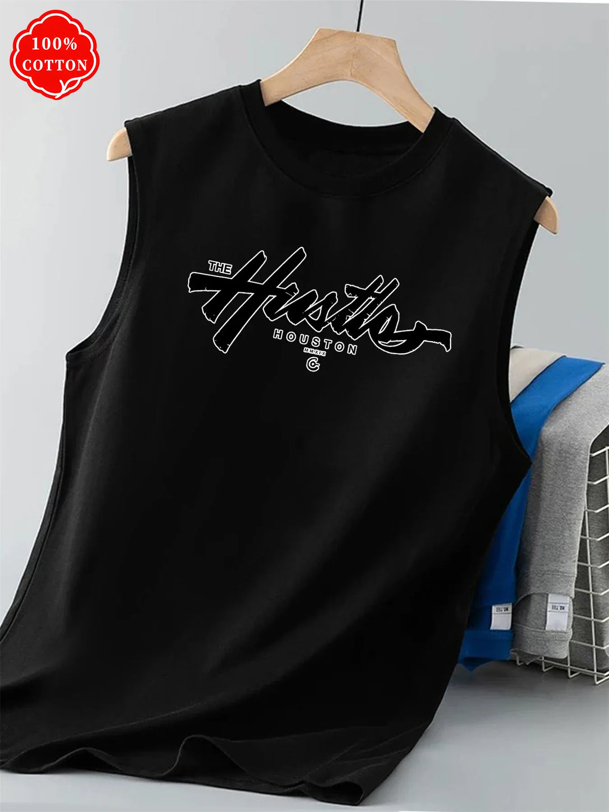 KissICON black / M Hustle Houston Cotton Mens Loose Sleeveless Summer Vest