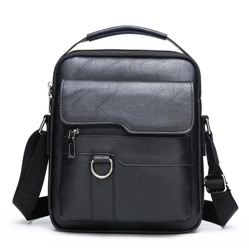 KissICON Black Men's Vertical Crossbody – PU Leather Shoulder