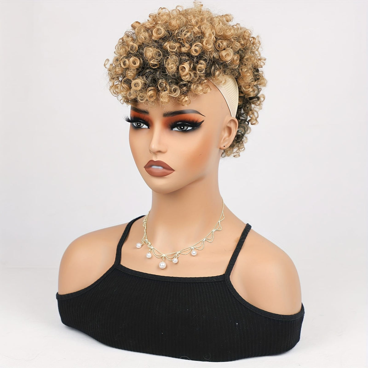 KissICON Black Mix Blonde Ombre / 12inch [KissIcon]KKSILK Afro High Puff Ponytail - Drawstring Bangs