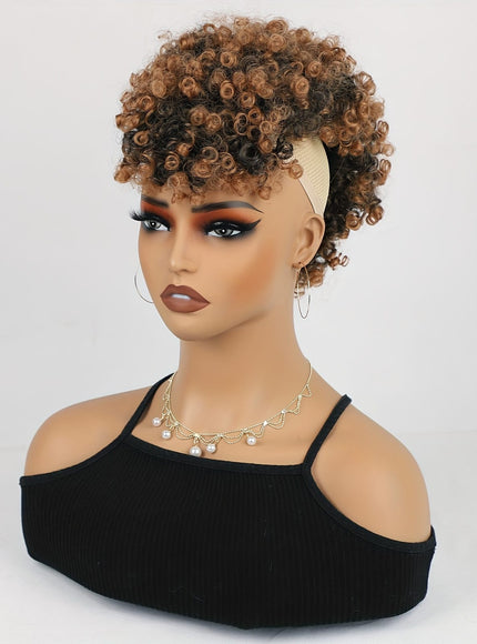 KissICON Black Mix Brown Ombre / 12inch [KissIcon]KKSILK Afro High Puff Ponytail - Drawstring Bangs