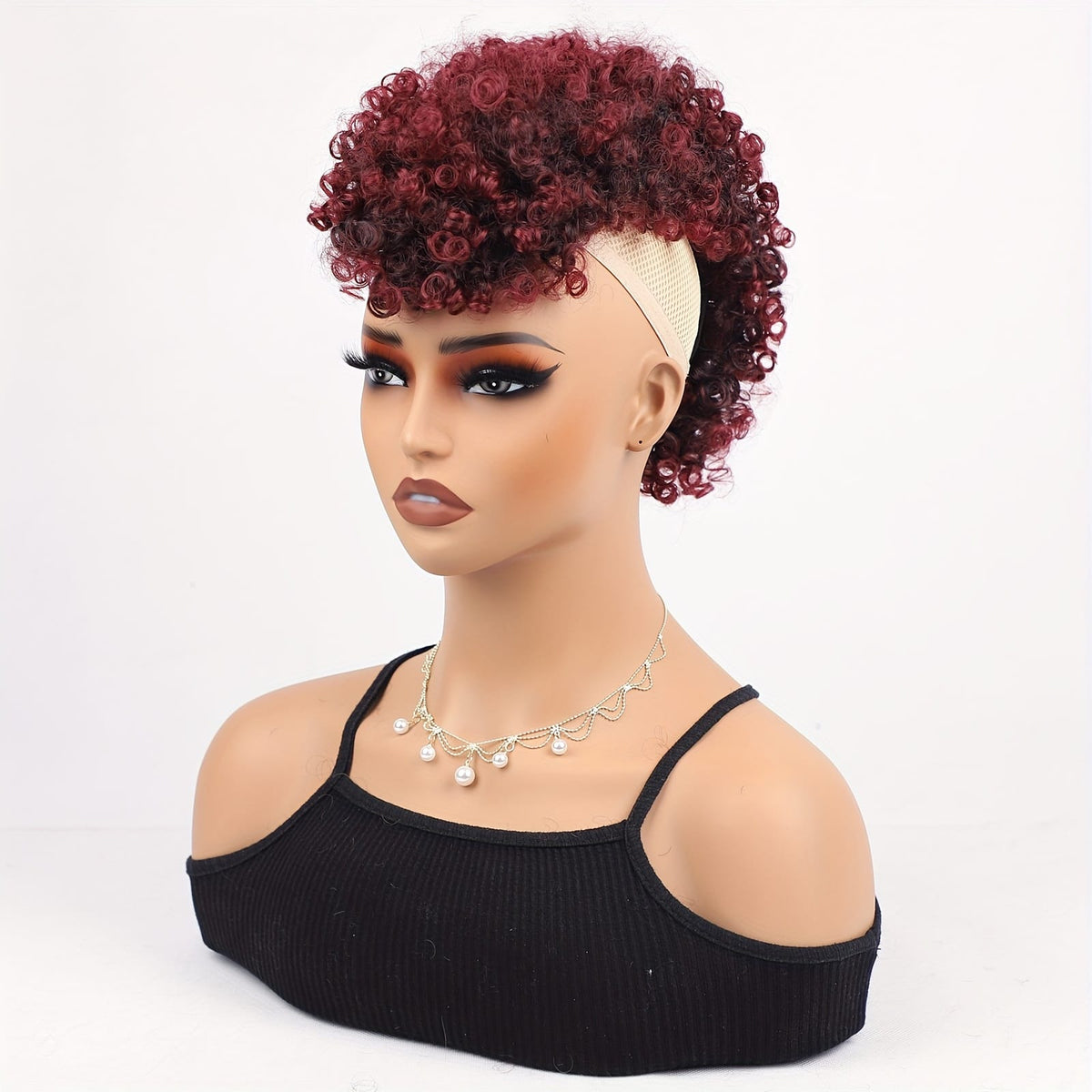 KissICON Black Mix Burgundy Ombre / 12inch [KissIcon]KKSILK Afro High Puff Ponytail - Drawstring Bangs