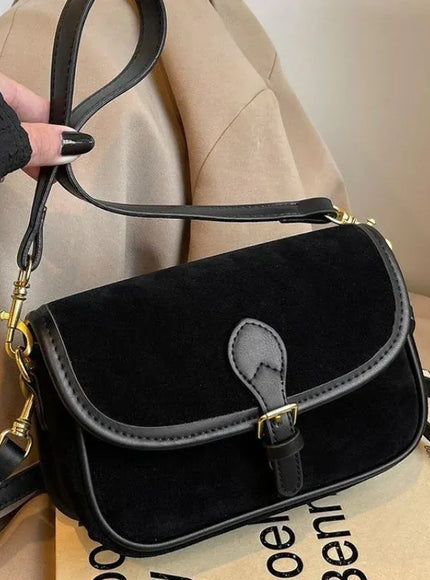 KissICON black Modern Minimalist Crossbody – Soft Suede Mini