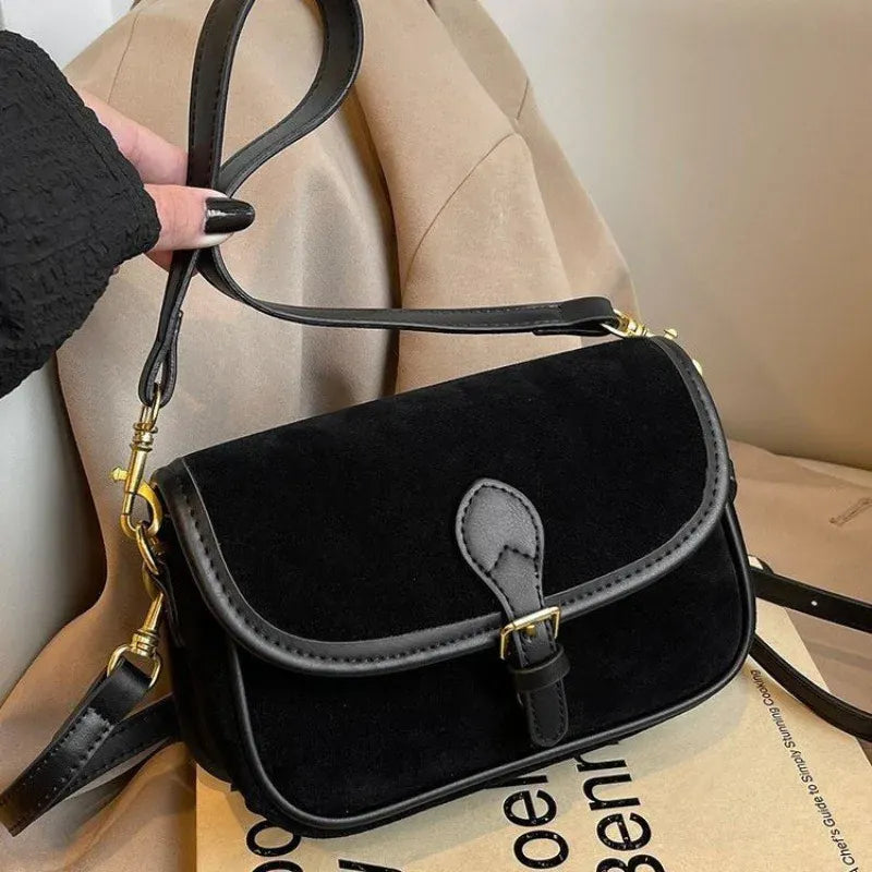 KissICON black Modern Minimalist Crossbody – Soft Suede Mini