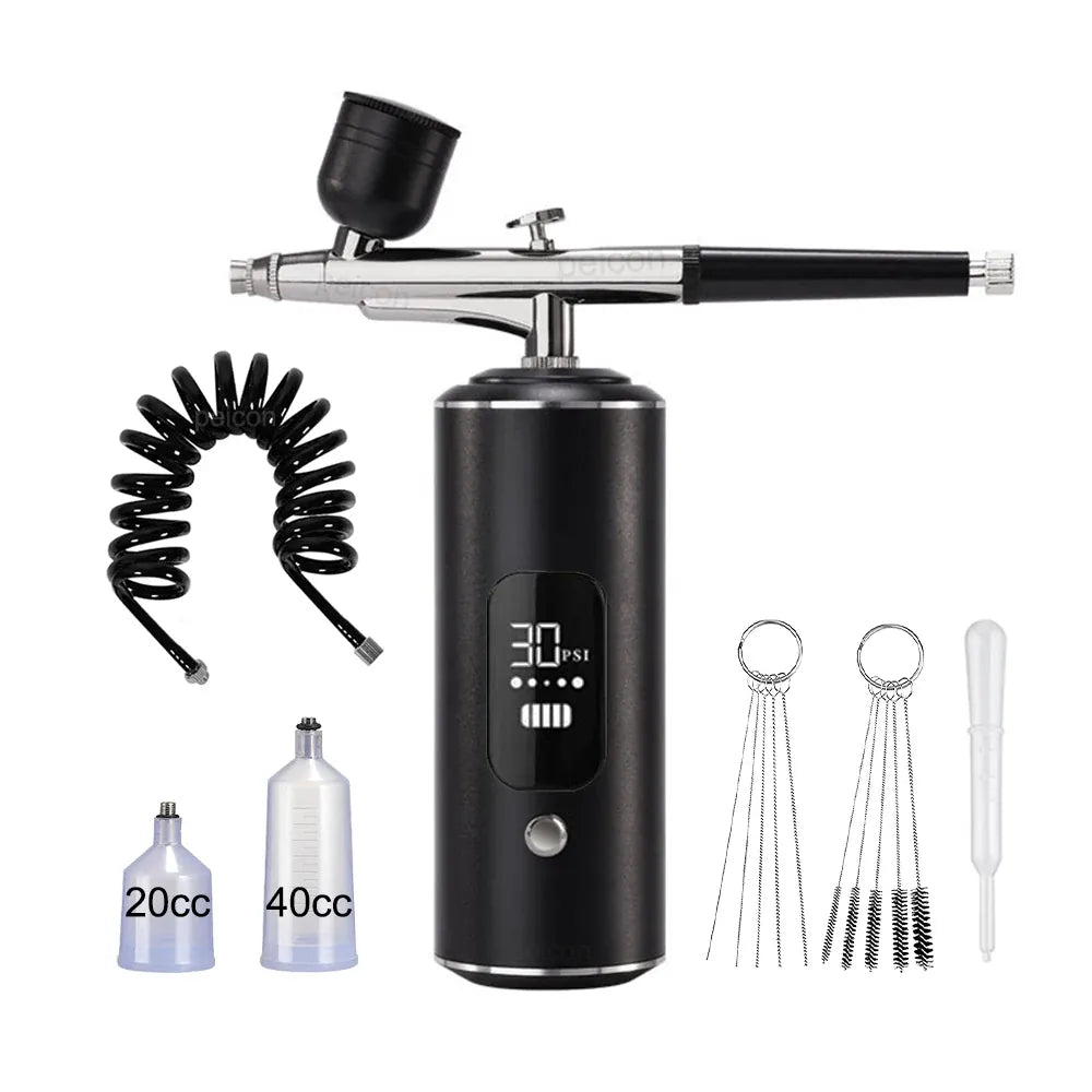 KissICON black Nails Art Airbrush With Compressor Manicure Varnish Painting