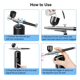 KissICON black Nails Art Airbrush With Compressor Manicure Varnish Painting