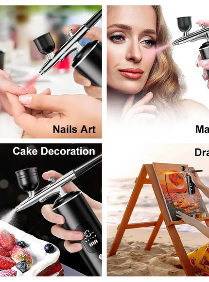 KissICON black Nails Art Airbrush With Compressor Manicure Varnish Painting
