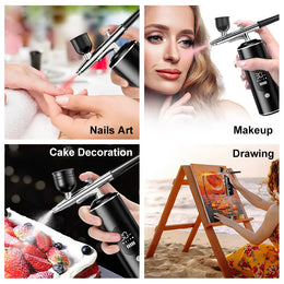 KissICON black Nails Art Airbrush With Compressor Manicure Varnish Painting