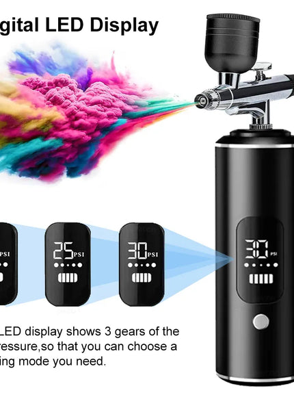 KissICON black Nails Art Airbrush With Compressor Manicure Varnish Painting