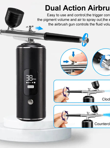 KissICON black Nails Art Airbrush With Compressor Manicure Varnish Painting