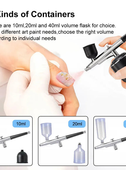 KissICON black Nails Art Airbrush With Compressor Manicure Varnish Painting