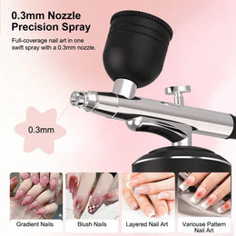 KissICON black Nails Art Airbrush With Compressor Manicure Varnish Painting