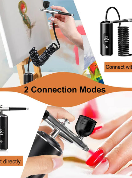 KissICON black Nails Art Airbrush With Compressor Manicure Varnish Painting