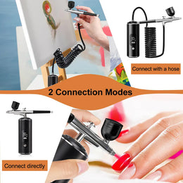 KissICON black Nails Art Airbrush With Compressor Manicure Varnish Painting