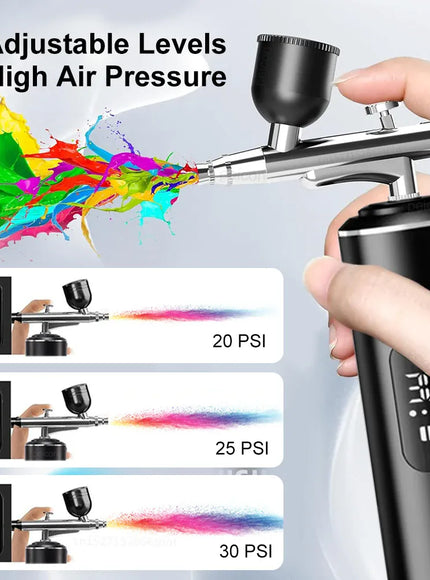 KissICON black Nails Art Airbrush With Compressor Manicure Varnish Painting