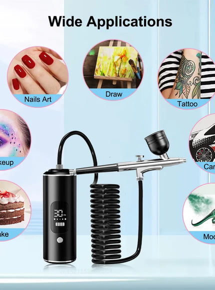 KissICON black Nails Art Airbrush With Compressor Manicure Varnish Painting