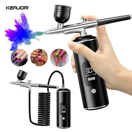 KissICON black Nails Art Airbrush With Compressor Manicure Varnish Painting