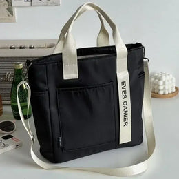Dropshipman black New Casual Tote Large Capacity Shoulder Bag Nylon Waterproof Canvas Handbag Simple Fashion Messenger Bags For Schoolgirl