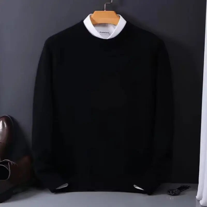 KissICON black O / S 2025 Korean Casual Loose Cashmere ONeck Knit Sweater