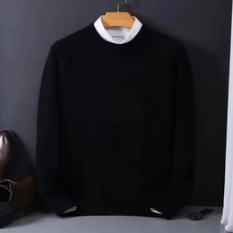 KissICON black O / XXL 2025 Korean Casual Loose Cashmere ONeck Knit Sweater