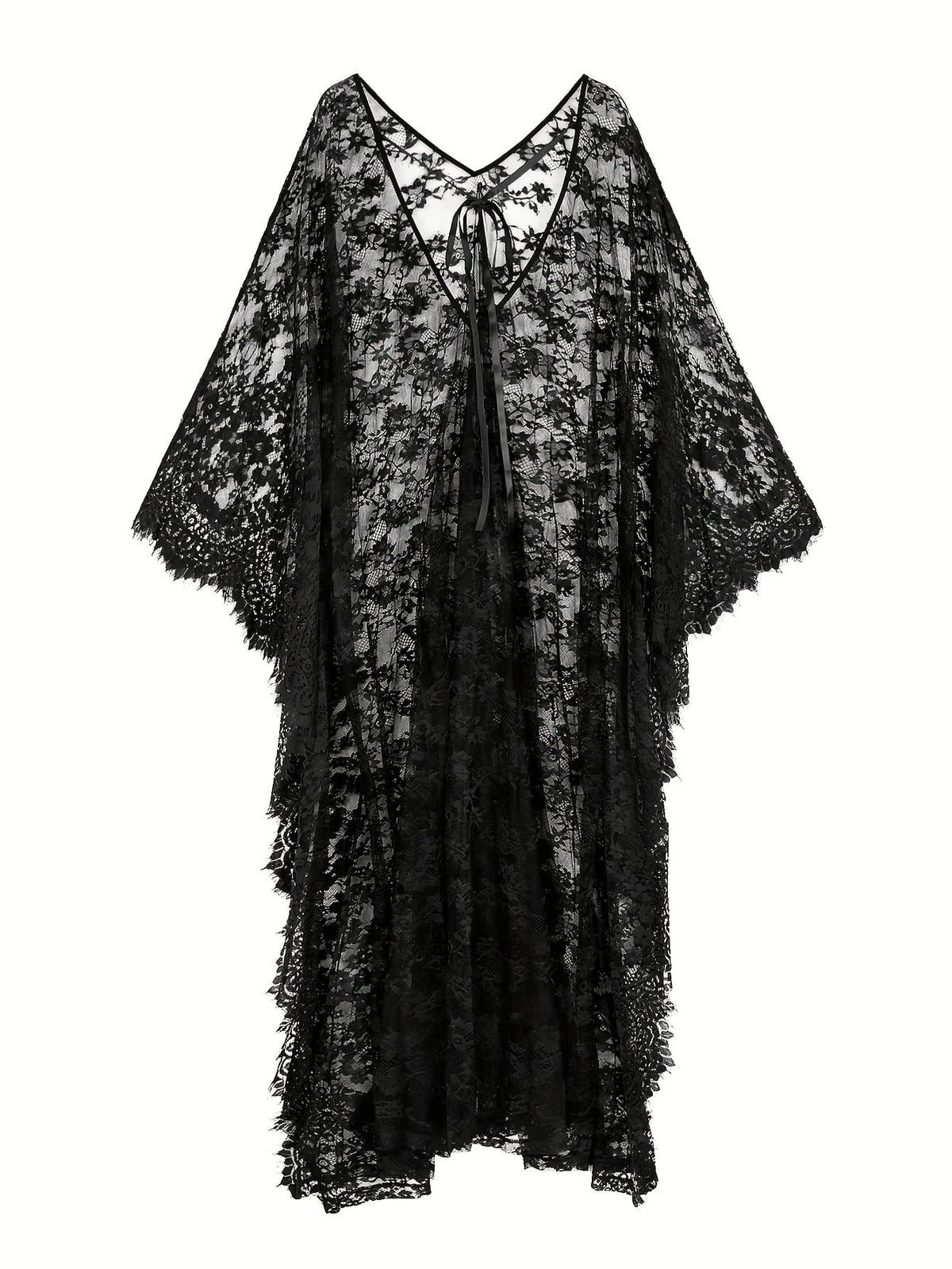 KissICON Black / One-size Boho Batwing Curve Coverup – Effortless