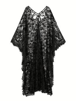 KissICON Black / One-size Boho Batwing Curve Coverup – Effortless