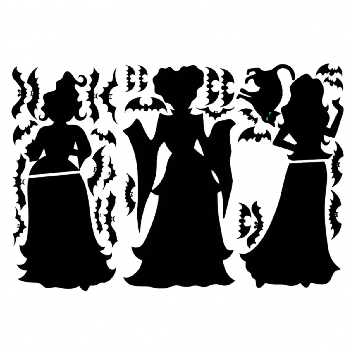 KissICON Black / One Size Halloween Dark Horror Atmosphere Decoration Wall Stickers Cartoon Witch Bat Home Living Room Glass Window Decoration