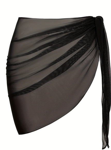 KissICON Black / One-size Sheer Beach Wrap Skirt – Elasticity Resort Essential