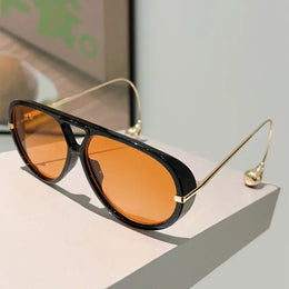 Dropshipman black-orange / as picture shows Oversized Double Bridge Pilot Sunglasses