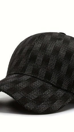 jkthpu-45 Black Plaid Baseball Cap Low Profile Curved Brim Dad Hat