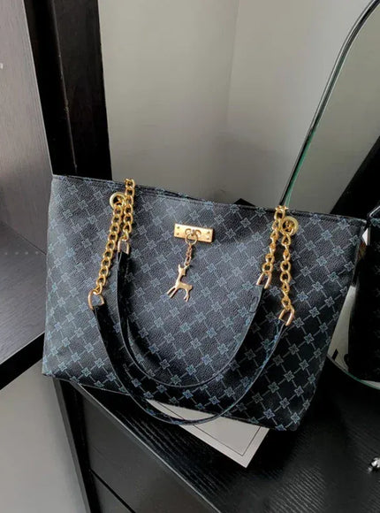 KissICON Black Presbyopic Handbag – Printing Shoulder Shopping