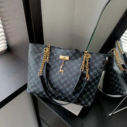 KissICON Black Presbyopic Handbag – Printing Shoulder Shopping