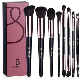KissICON Black Purple Goldentip Travel Makeup Brush Set – 8piece Kit